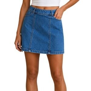 Free People Blue Denim High Waisted‎ Mini Skirt Women's 4